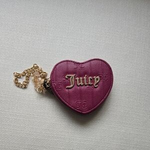 Juicy Couture Heart Coin Purse - Berry Pink with Gold Hardware